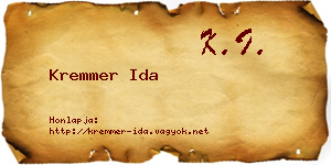 Kremmer Ida névjegykártya